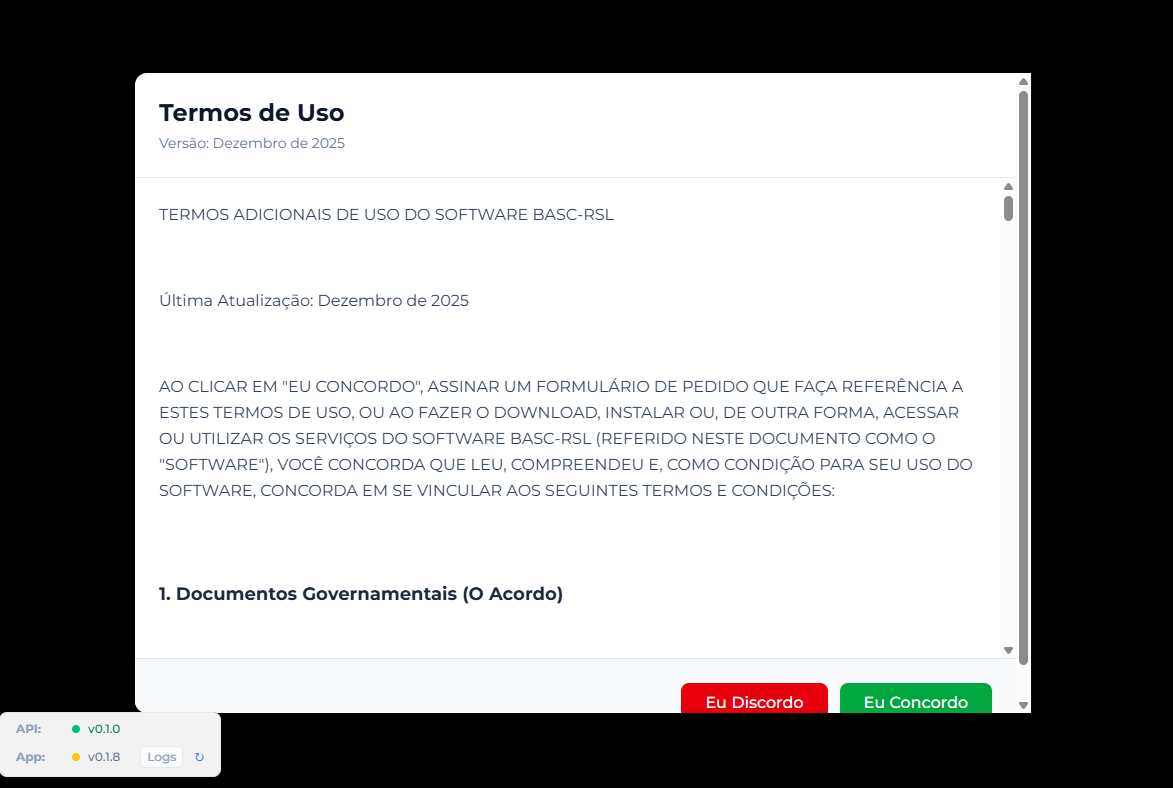 Modal de Termos